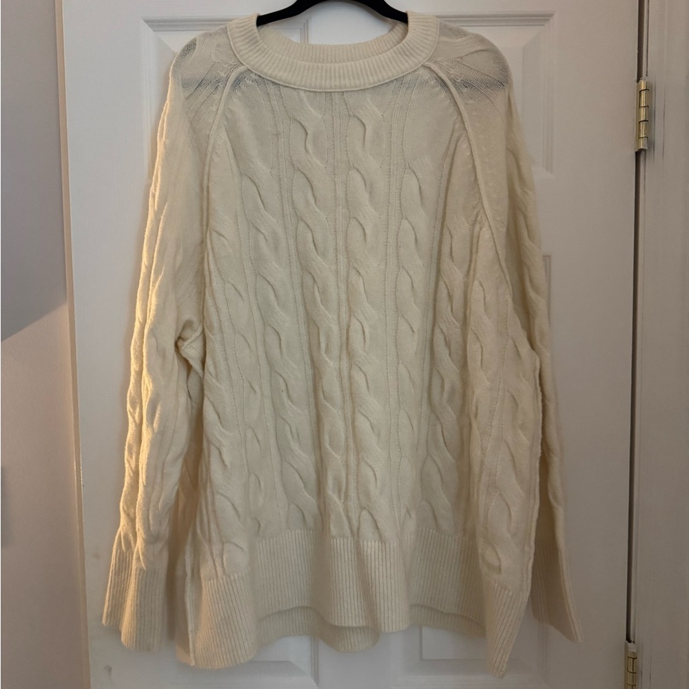 Aerie Cozy Cream Cable Knit Sweater